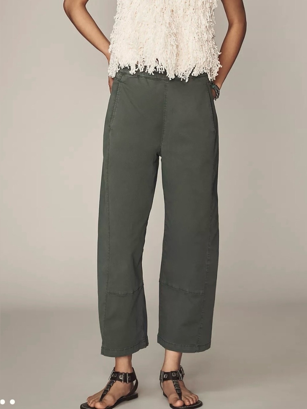 Pilcro The Izzie Relaxed Pull On Barrel Trousers Twill Edition